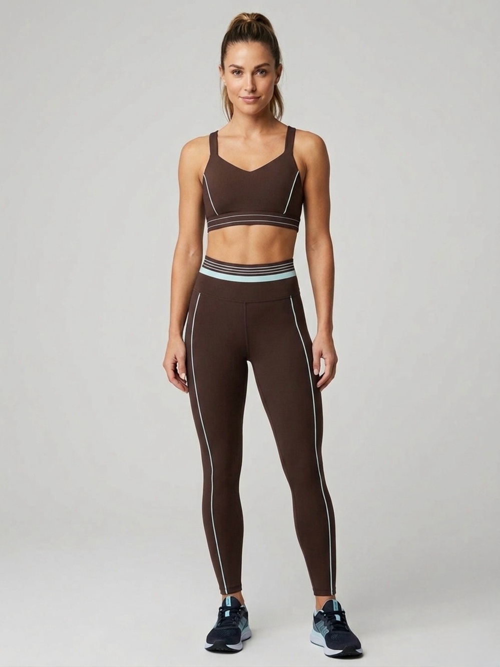 Abercrombie & Fitch YPB SculptLUX Curve Love Active Top in Deep Brown